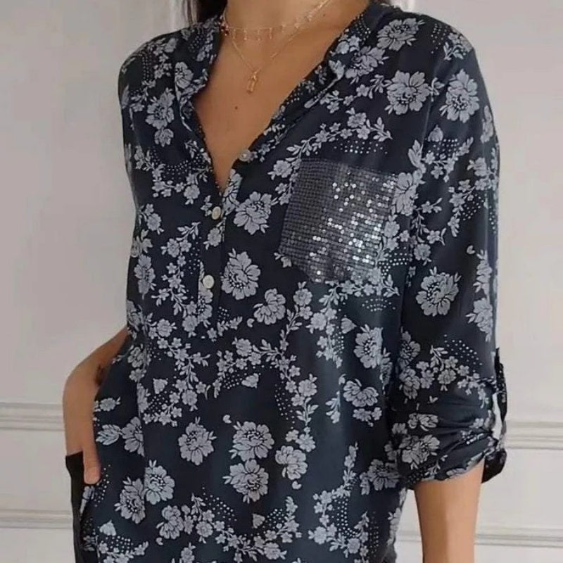 Blusa De Flores De Manga Larga De Estilo Romántico