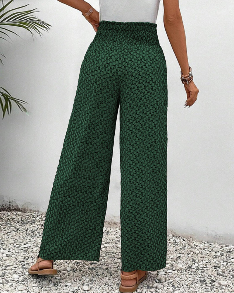 Pantalón Geométrico de Verano con Cintura Elástica