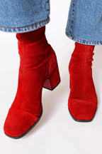 Botas De Tacón Bajo De Ante – Comodidad Diaria