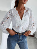 Women's Embroidered Blouse with Delicate Lace