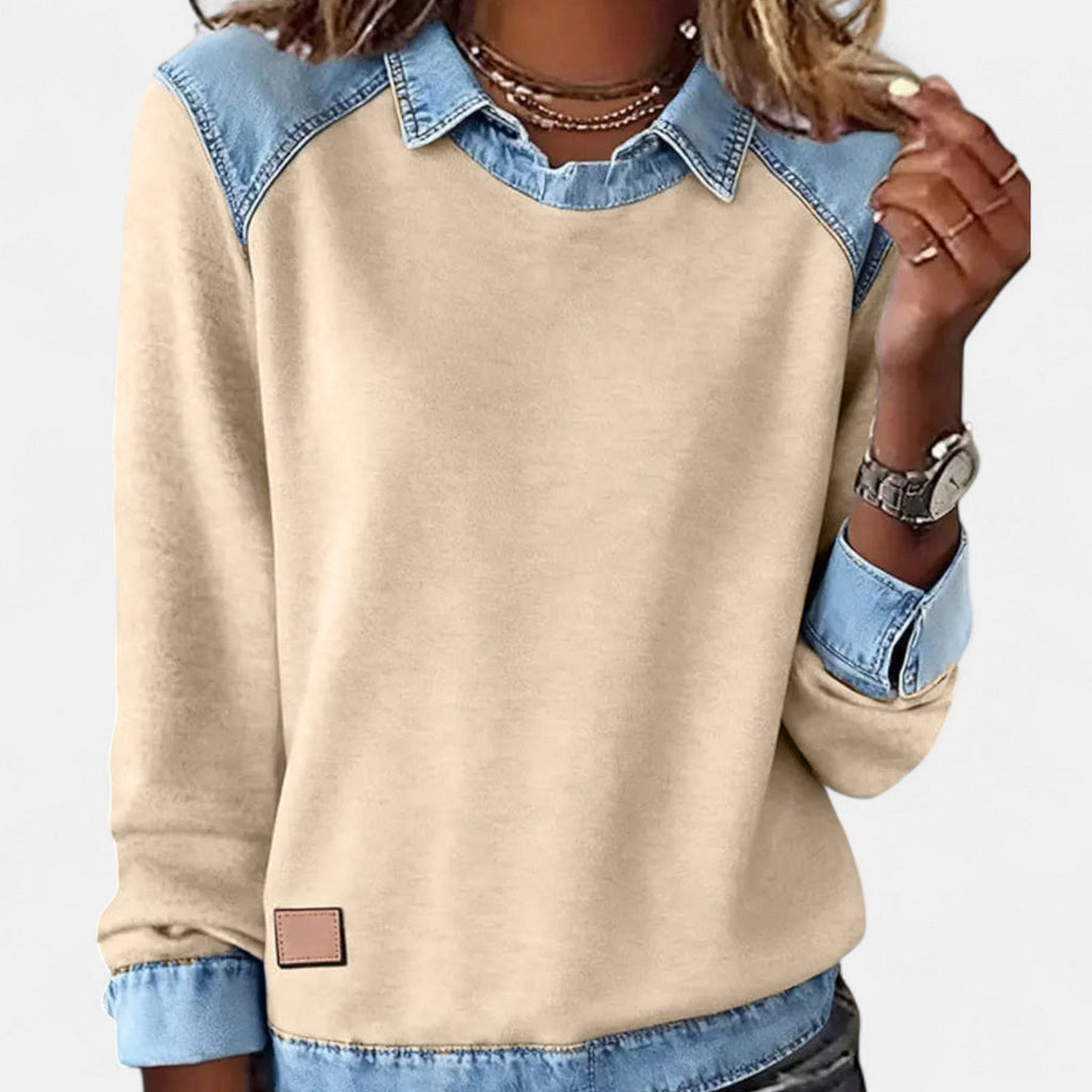Jersey Casual De Mujer De Manga Larga Con Cuello