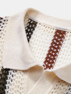 Conjunto Polo Crochet Rayas y Pantalón Recto de Lino