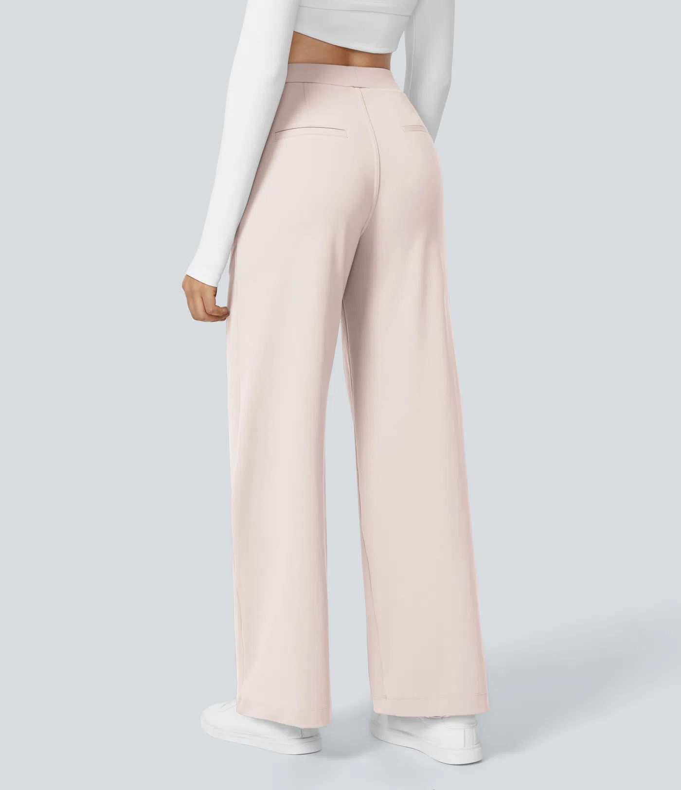 Pantalón Elegante Pierna Ancha De Tiro Alto Mujer