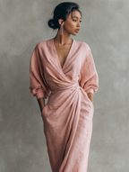 Nina | Vestido Maxi Minimalista de Lino Rosa
