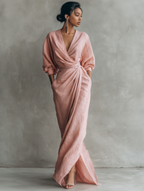 Nina | Vestido Maxi Minimalista de Lino Rosa