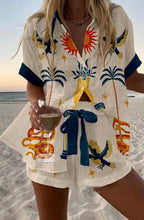 Conjunto Camiseta y Shorts Lino Algodón Mujer