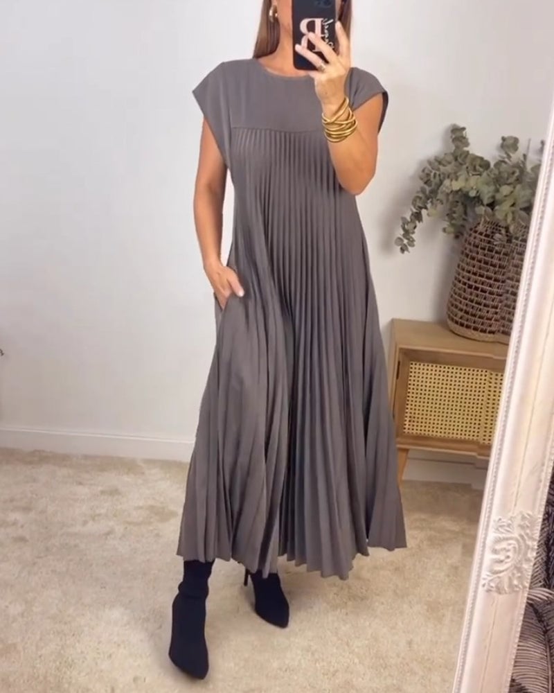 Vestido Largo Plisado Casual de Verano para Mujer