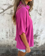 Camisa Casual Holgada De Tejido Ligero