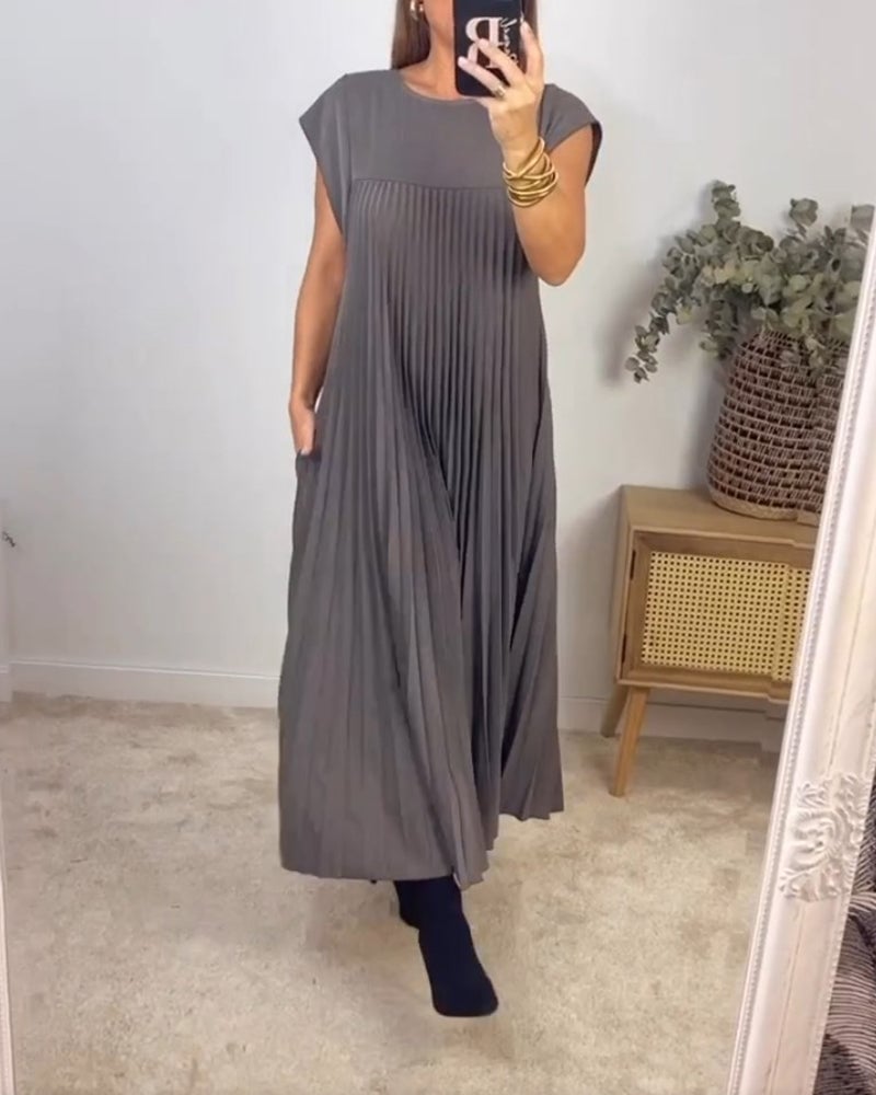 Vestido Largo Plisado Casual de Verano para Mujer