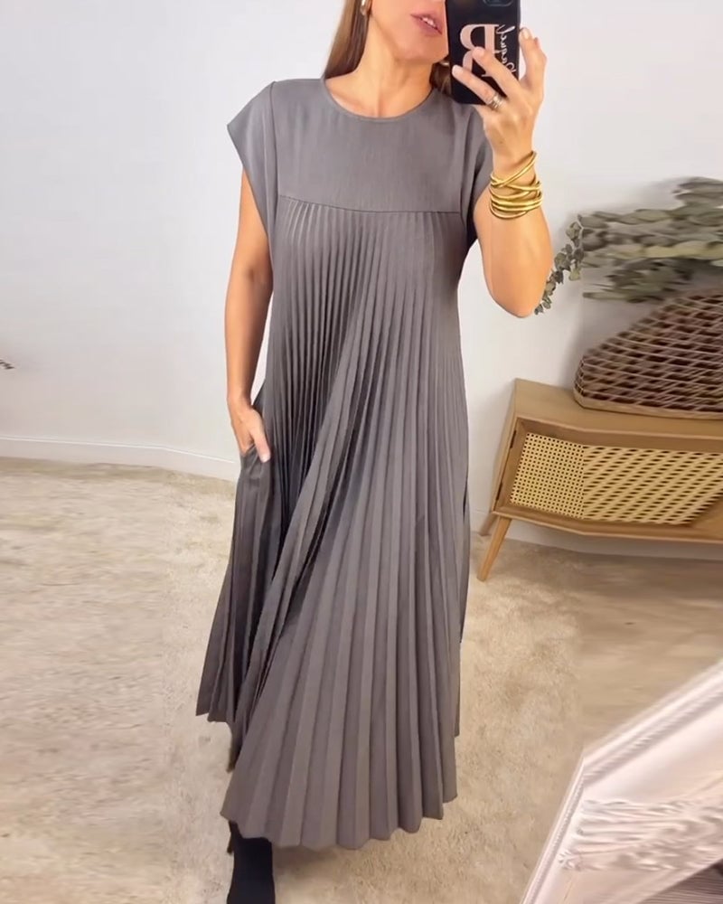 Vestido Largo Plisado Casual de Verano para Mujer