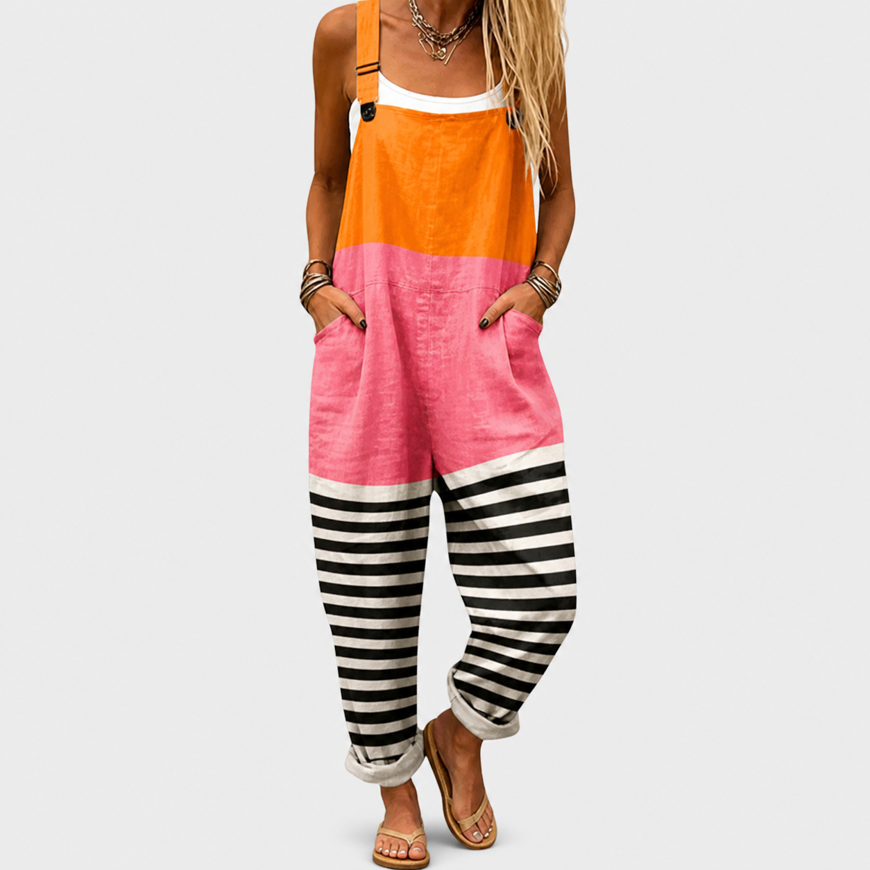 Canela | Orange Pink Black Multicolor Jumpsuit