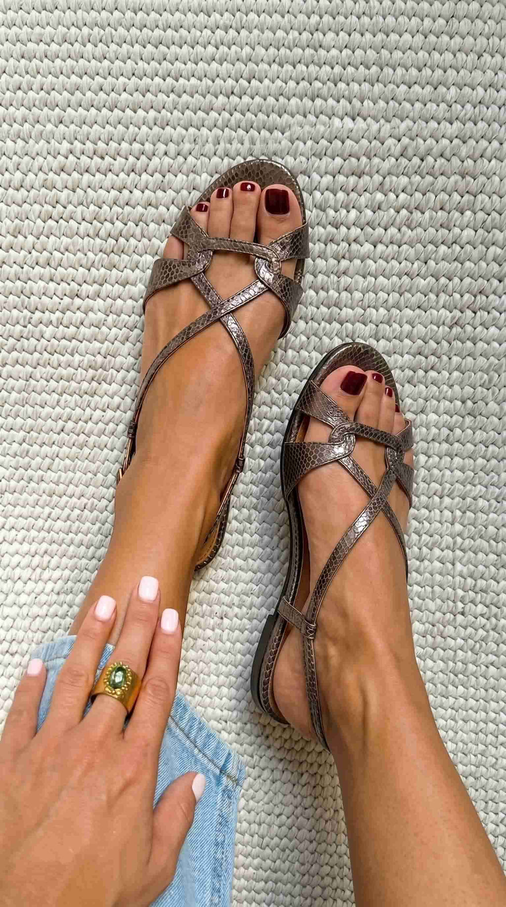 Josefina - Snake Effect Slingback Sandals