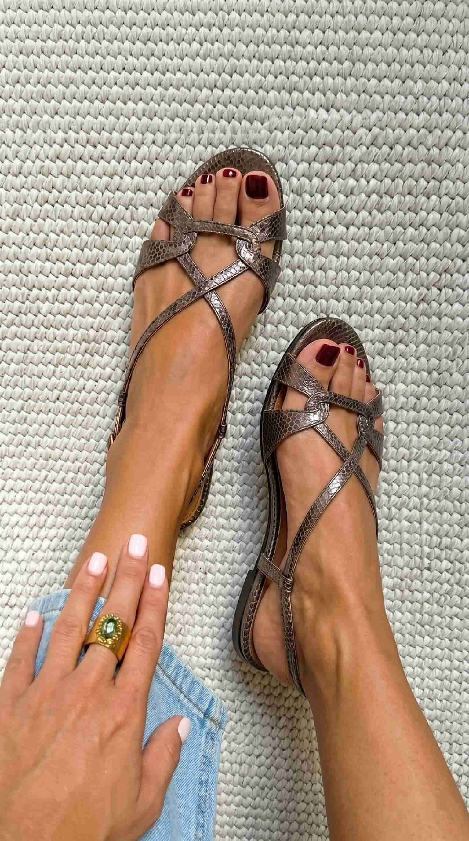 Josefina - Snake Effect Slingback Sandals