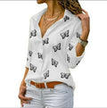 Feminine Loose Blouse with Butterfly Print