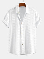 Conjunto Camisa Jacquard Geométrica y Pantalón de Lino