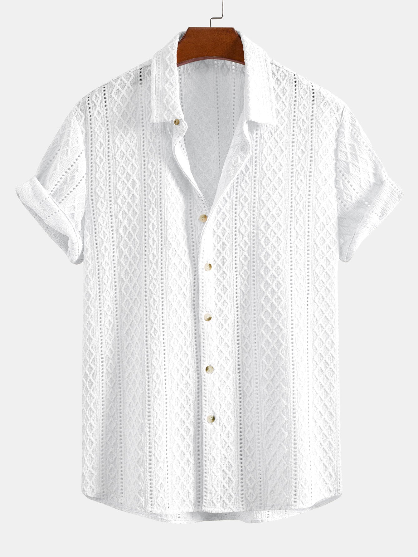 Conjunto Camisa Jacquard Geométrica y Pantalón de Lino