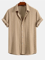 Conjunto Camisa Jacquard Geométrica y Pantalón Recto