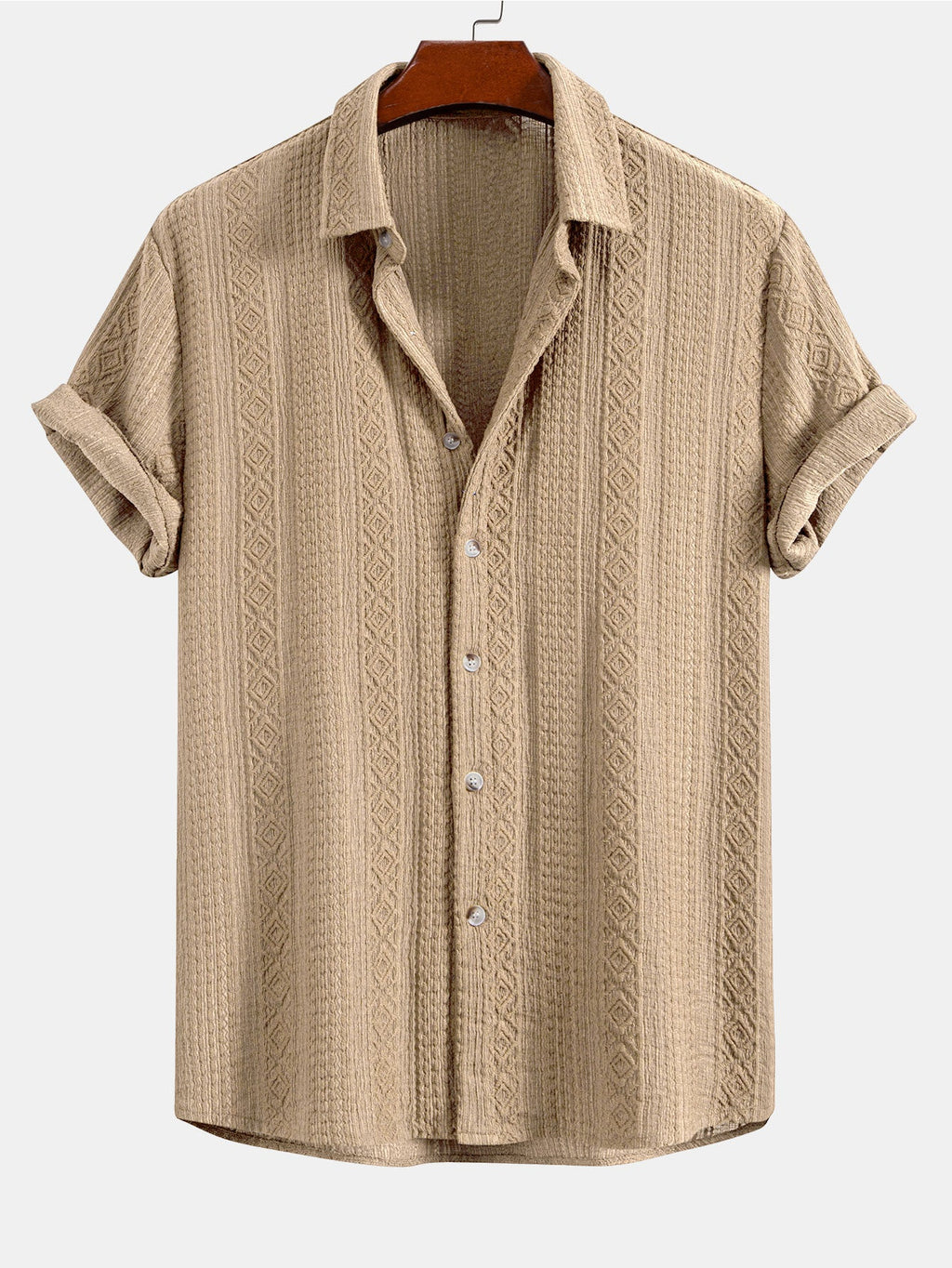 Conjunto Camisa Jacquard Geométrica y Pantalón de Lino