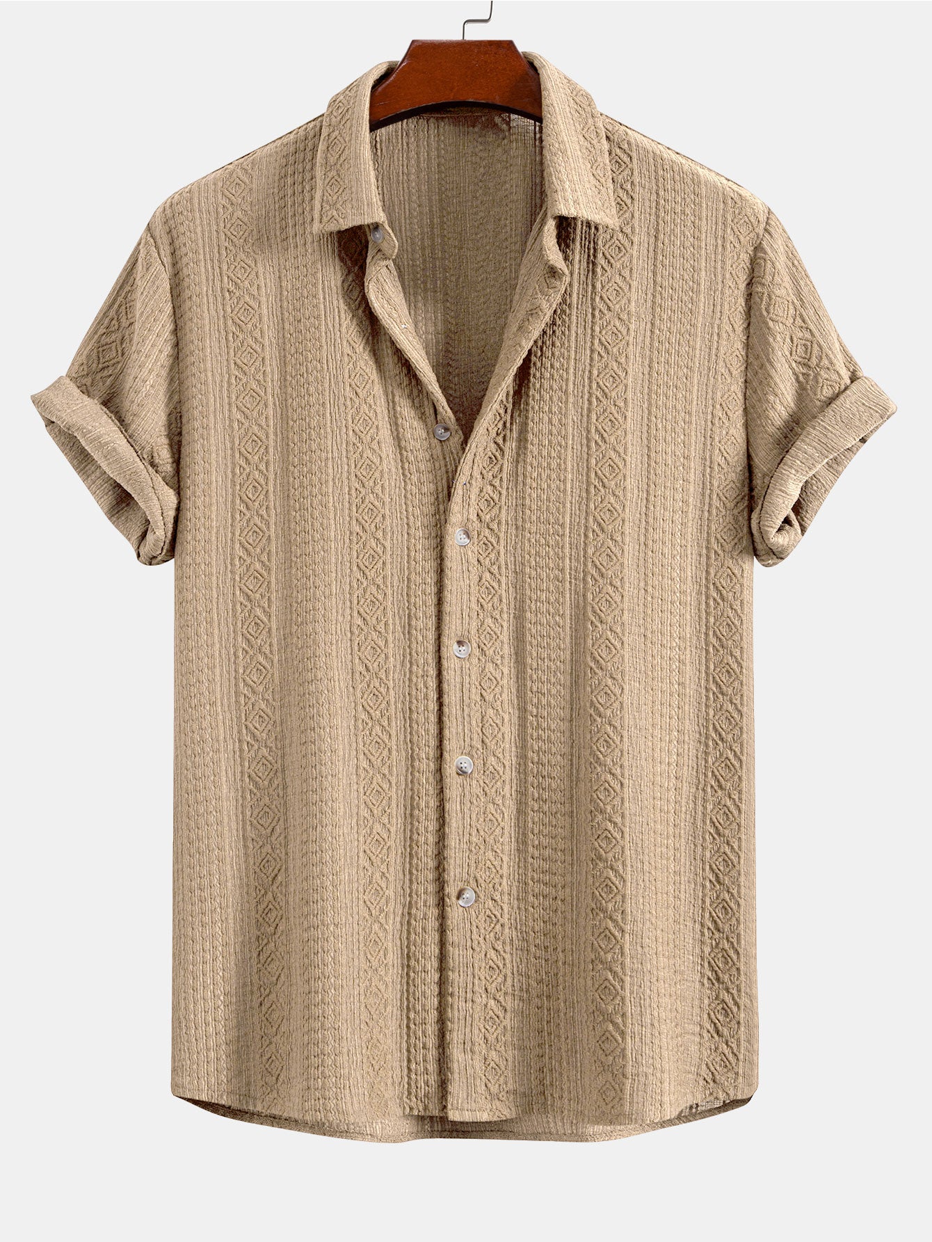 Conjunto Camisa Jacquard Geométrica y Pantalón de Lino