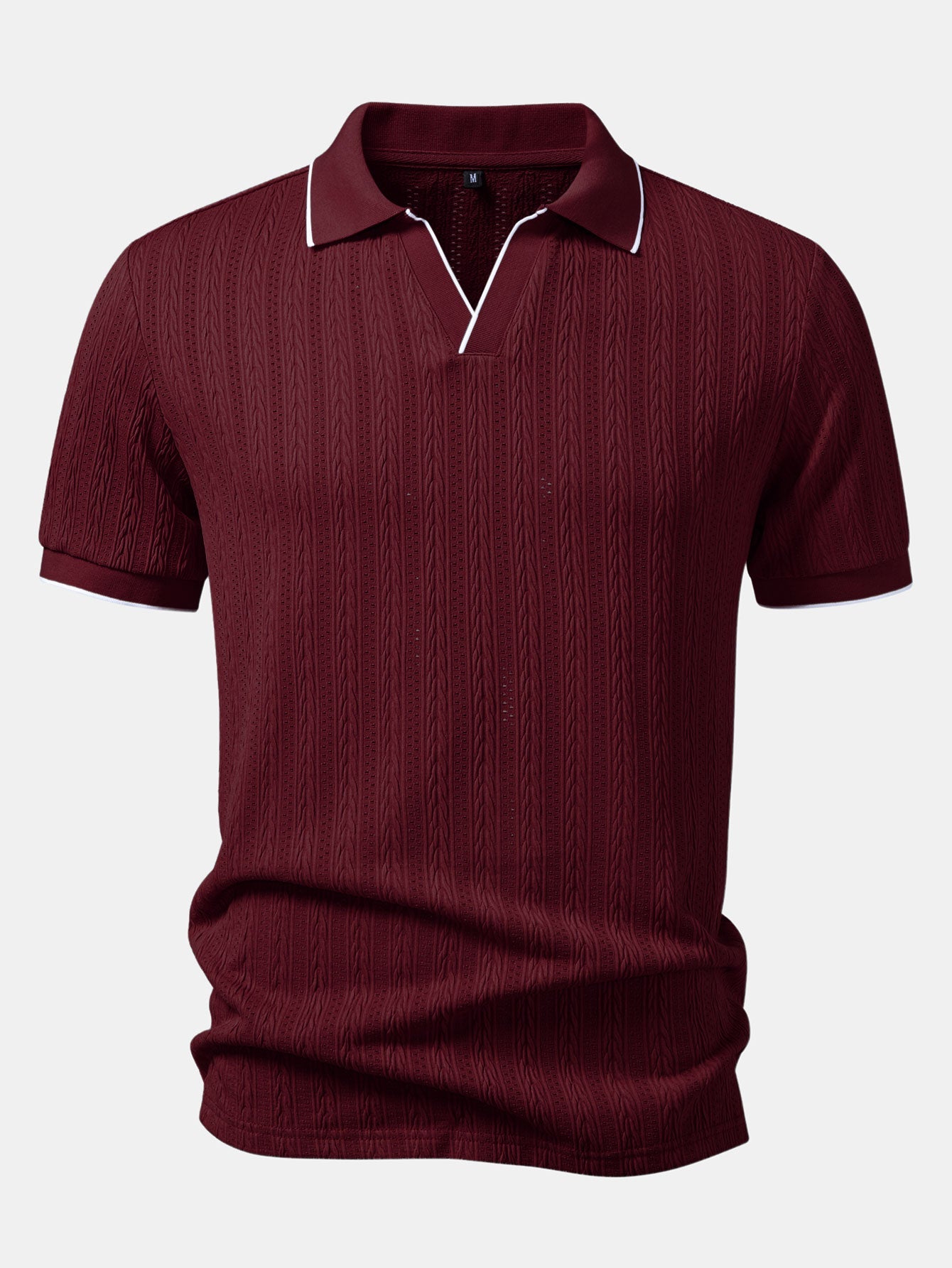 Conjunto Polo Jacquard Geométrico y Pantalón Slim Elegante