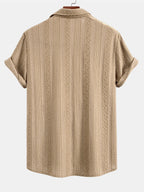 Conjunto Camisa Jacquard Geométrica y Pantalón de Lino