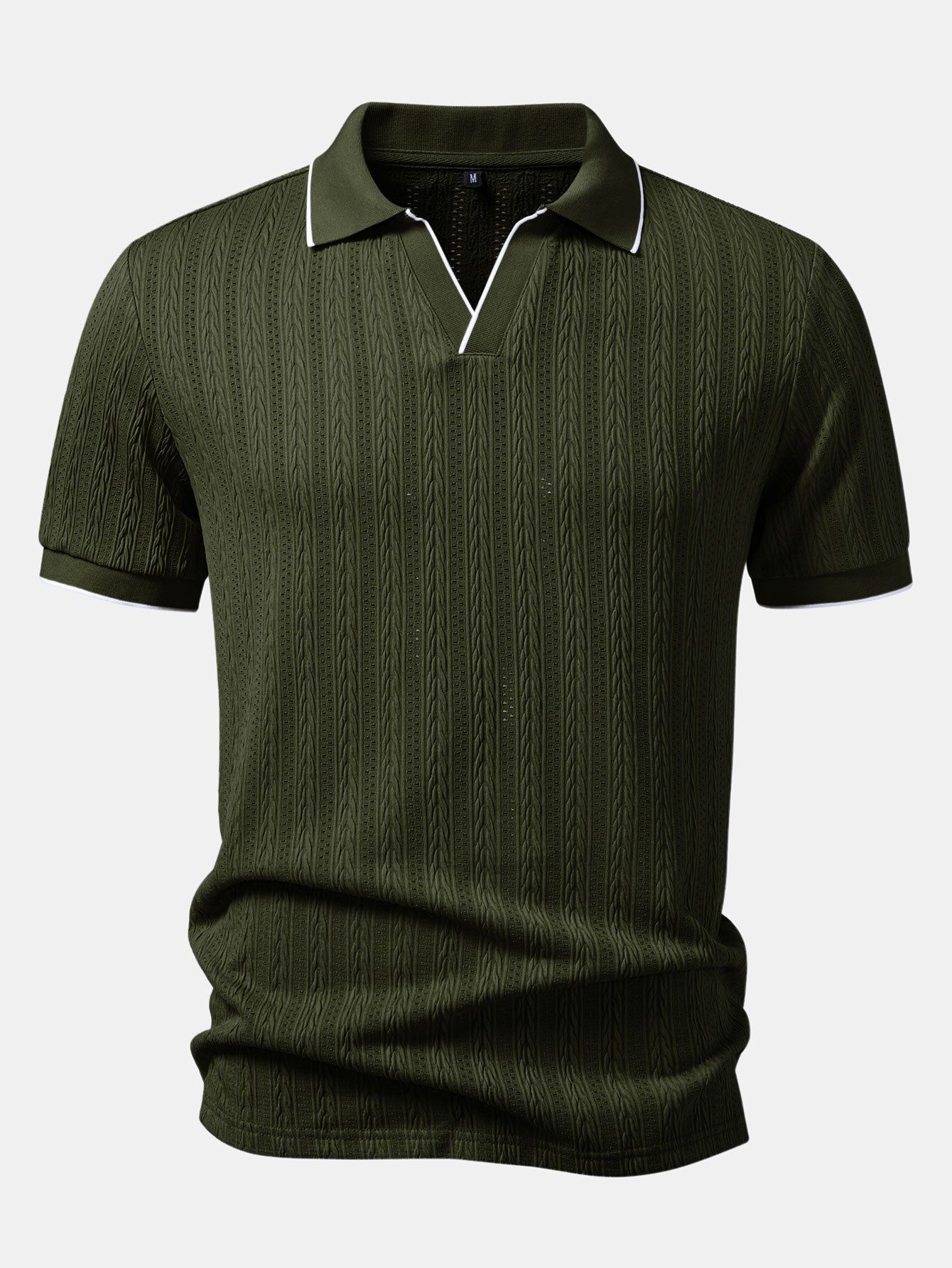 Conjunto Polo Jacquard Geométrico y Pantalón Slim Elegante