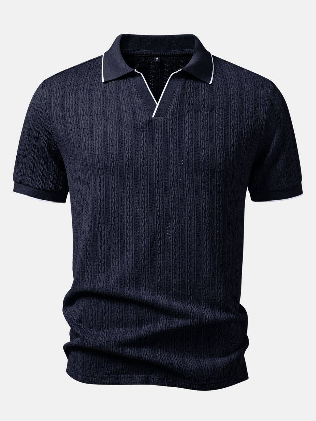 Conjunto Polo Jacquard Geométrico y Pantalón Slim Elegante