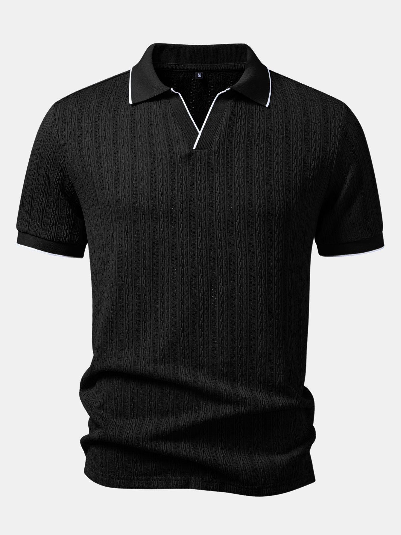 Conjunto Polo Jacquard Geométrico y Pantalón Slim Elegante