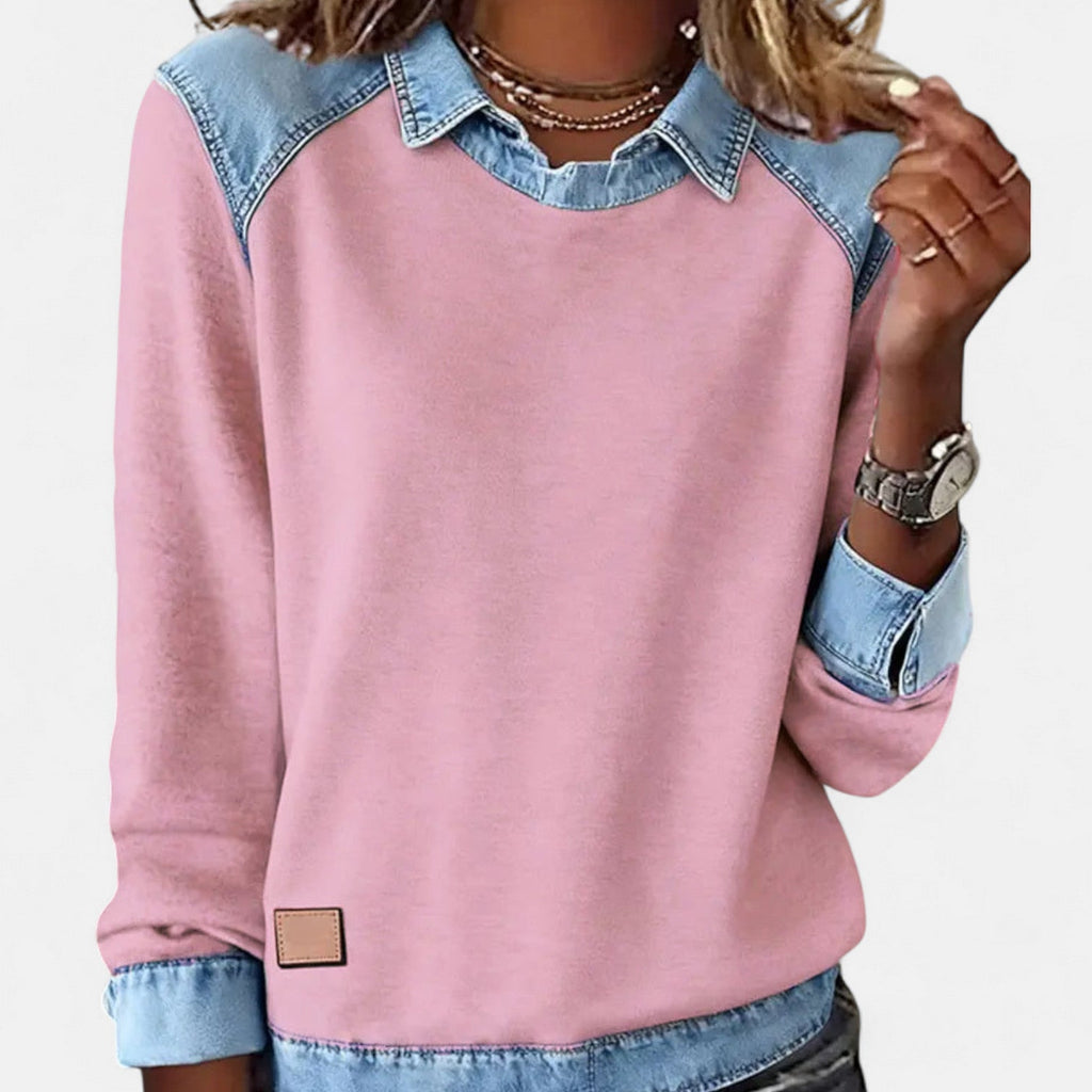 Jersey Casual De Mujer De Manga Larga Con Cuello