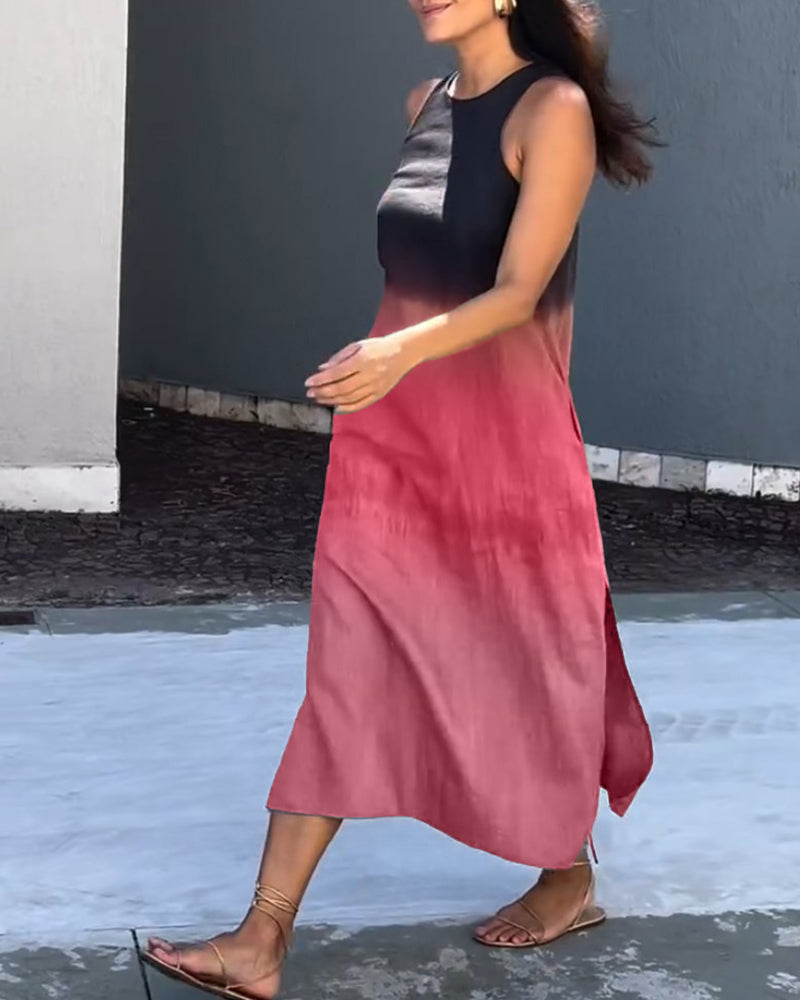 Vestido Sin Mangas con Degradado Elegante