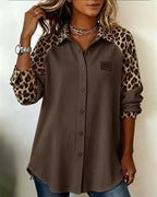 Camisa Casual de Leopardo de Algodón para Hombre