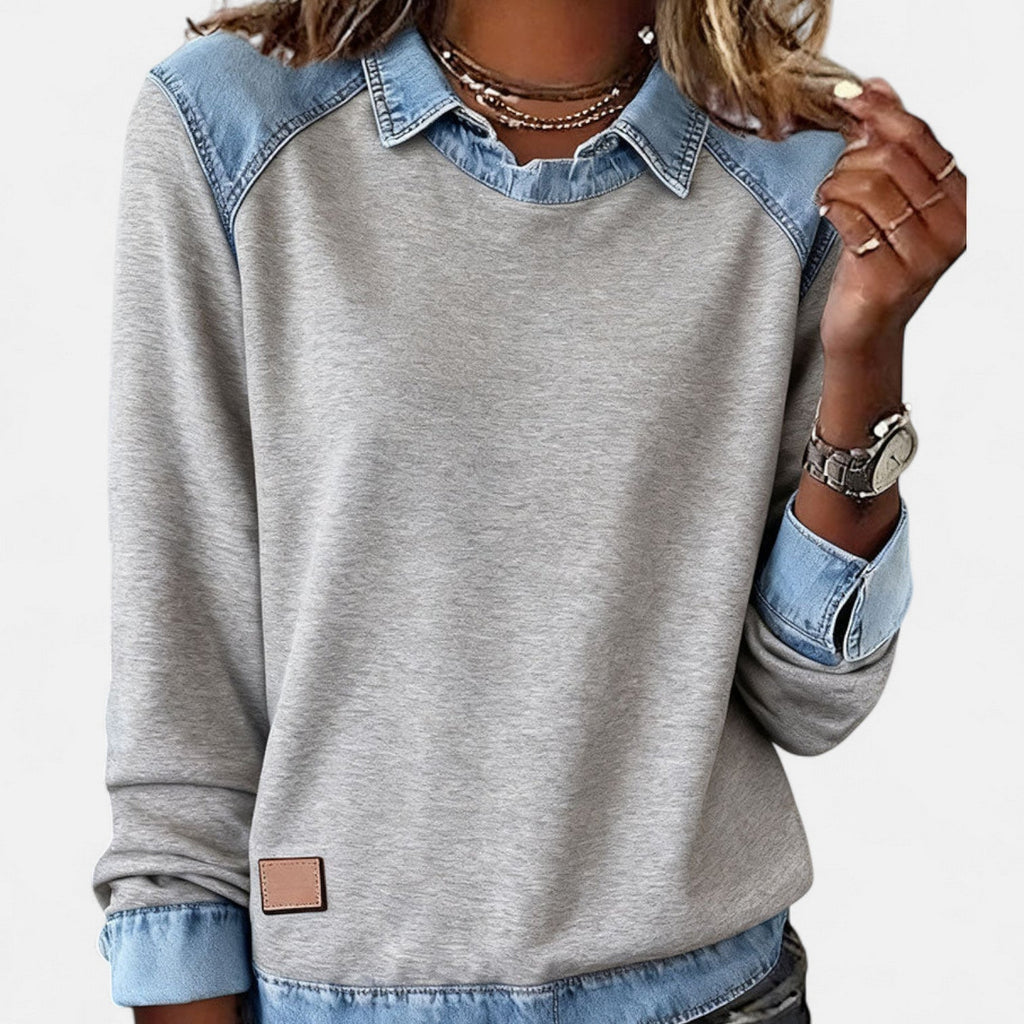 Jersey Casual De Mujer De Manga Larga Con Cuello