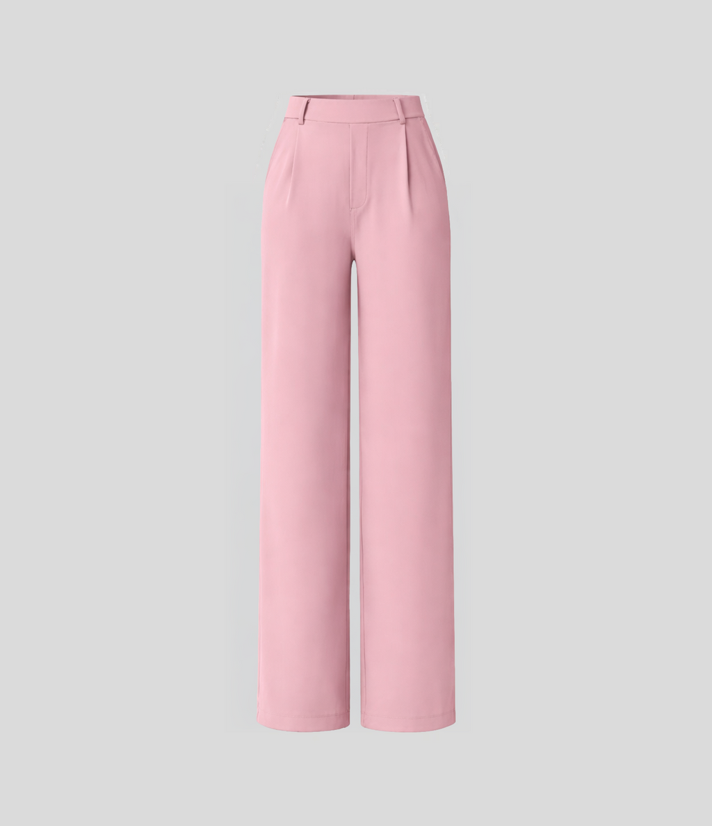 Pantalón Elegante Pierna Ancha De Tiro Alto Mujer