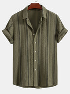 Conjunto Camisa Jacquard a Rayas y Pantalón Recto