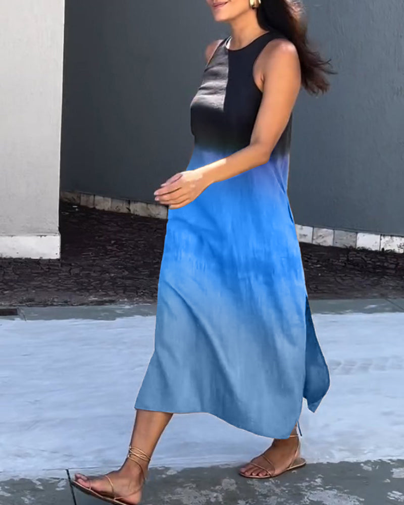 Vestido Sin Mangas con Degradado Elegante