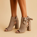 Wide-Heel Sandal with Bow and Elegant Peep-Toe