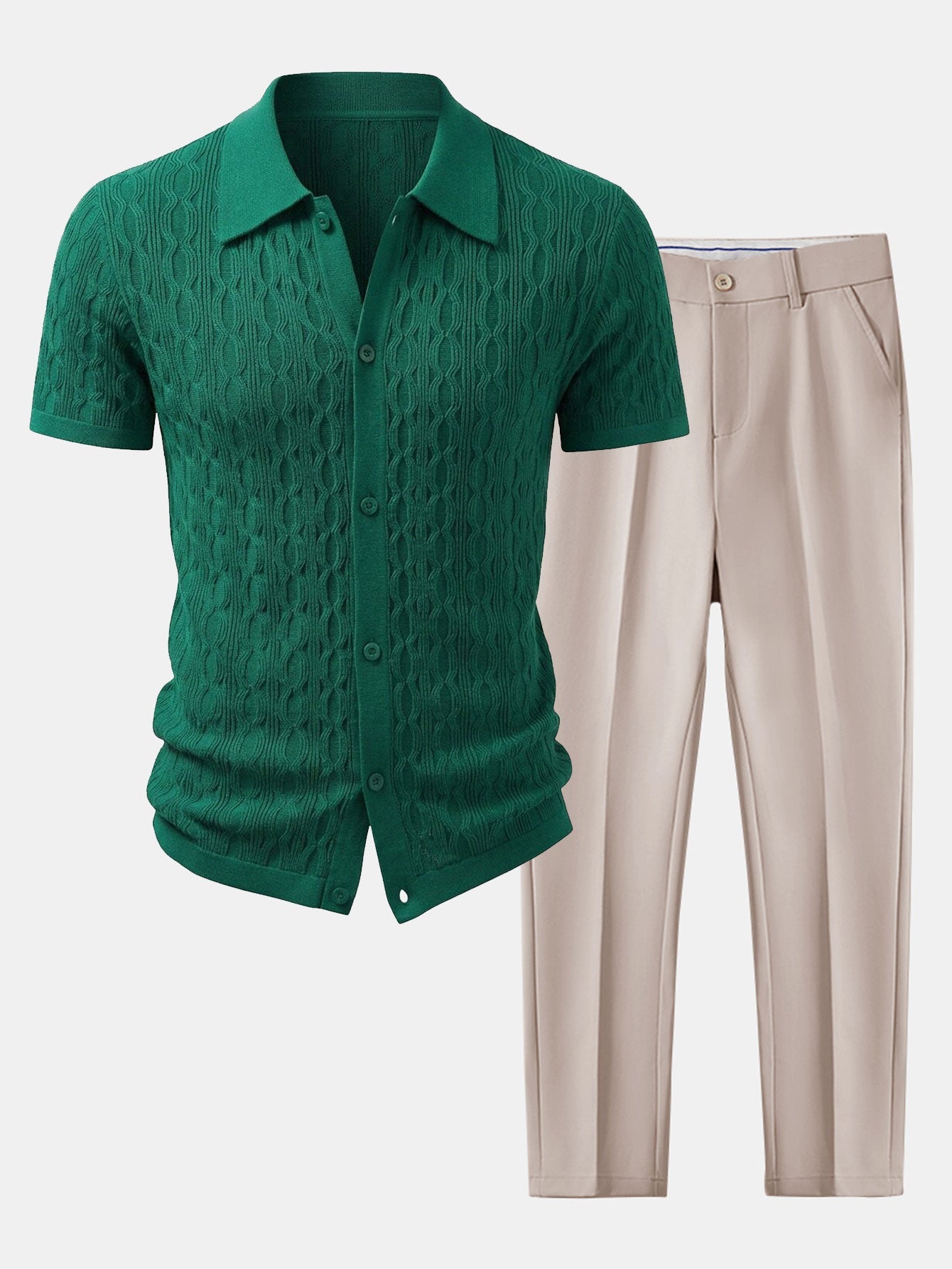 Conjunto Camisa Jacquard y Pantalón Slim Tapered