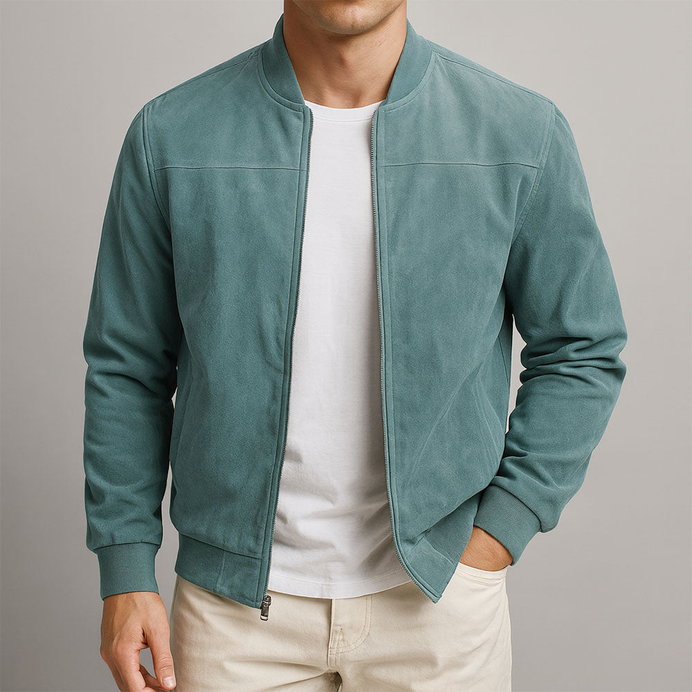 Chaqueta De Ante Para Hombre Con Corte Estructurado