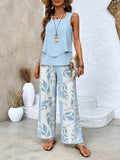 Women's Elegant Summer Set with Blouse and Pants