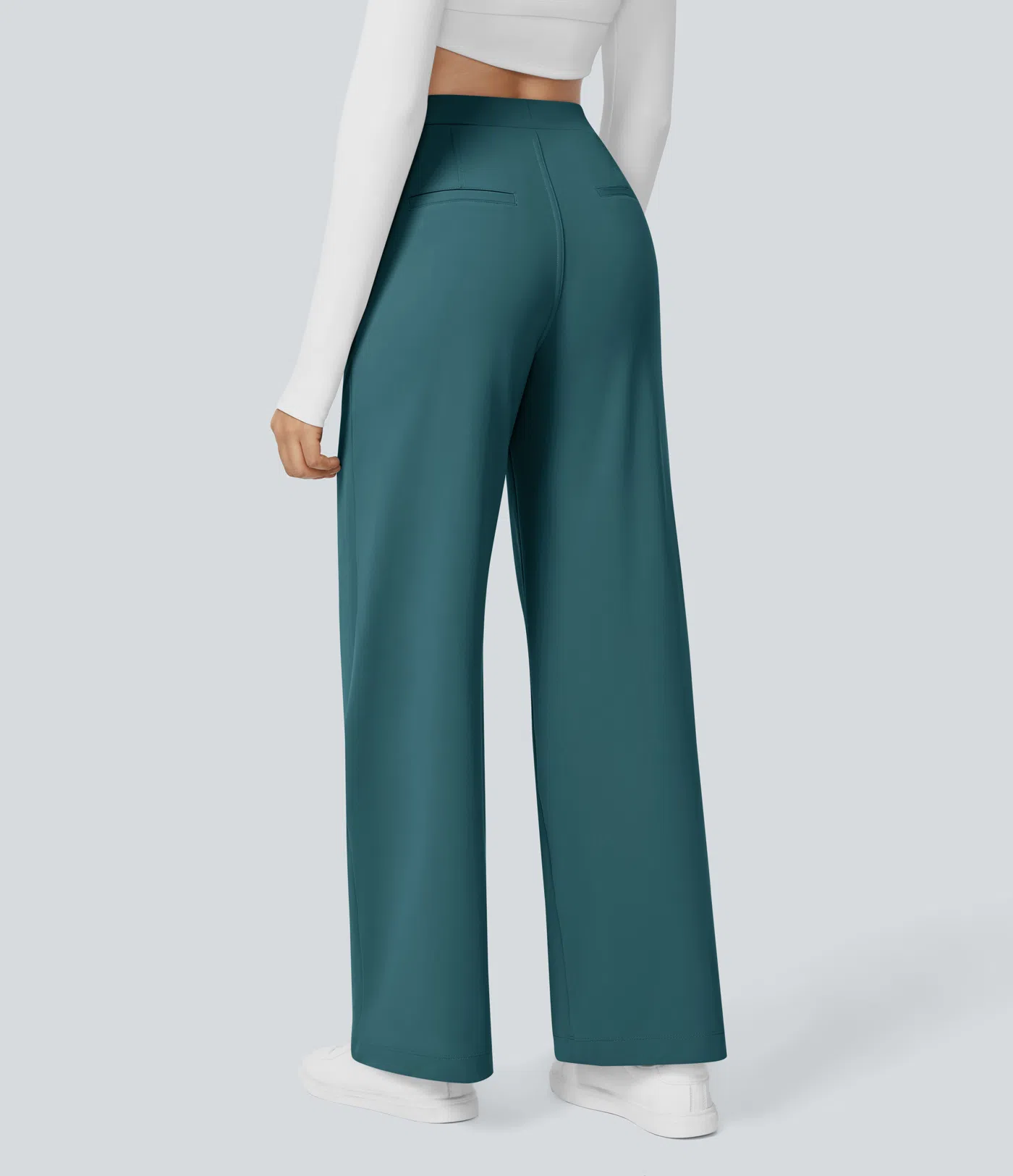 Pantalón Elegante Pierna Ancha De Tiro Alto Mujer
