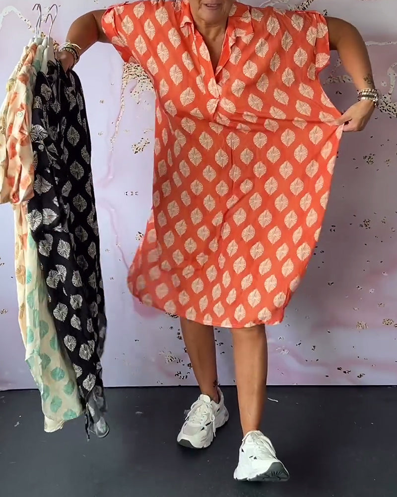 Legeres Frühlings-Midikleid mit Reverskragen