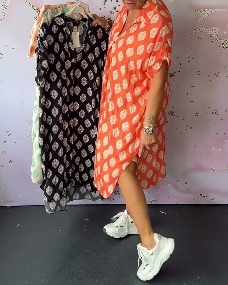 Legeres Frühlings-Midikleid mit Reverskragen