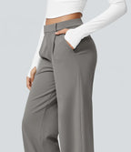 Pantalón Elegante Pierna Ancha De Tiro Alto Mujer