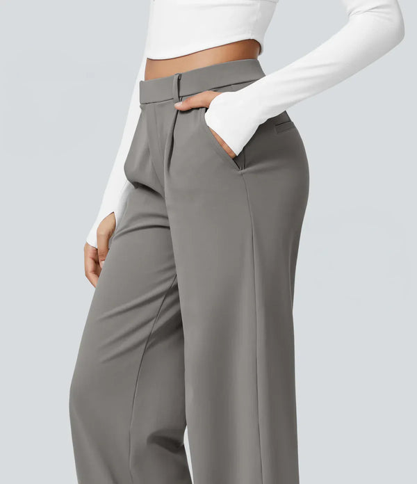 Pantalón Elegante Pierna Ancha De Tiro Alto Mujer