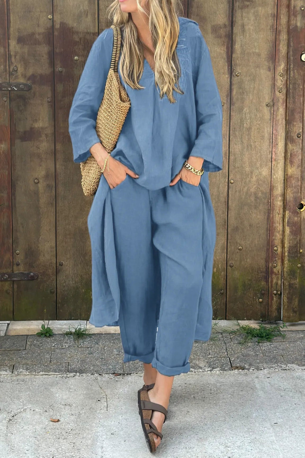 Conjunto Verano Mujer Dos Piezas Tejido Ligero