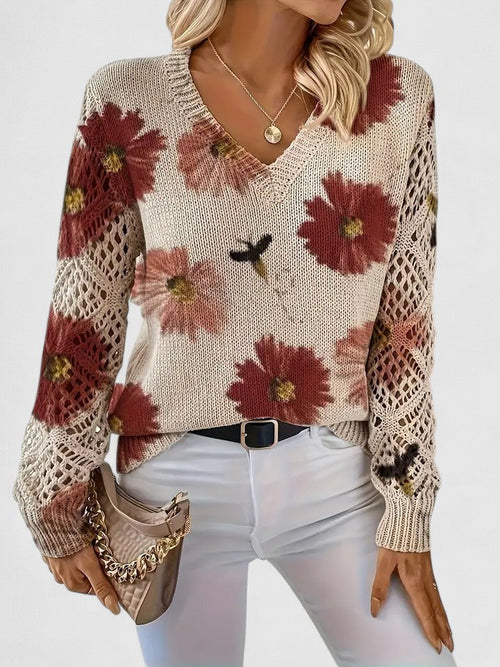 Abril™ Suéter Elegante con Estampado Floral y Mangas Aireadas