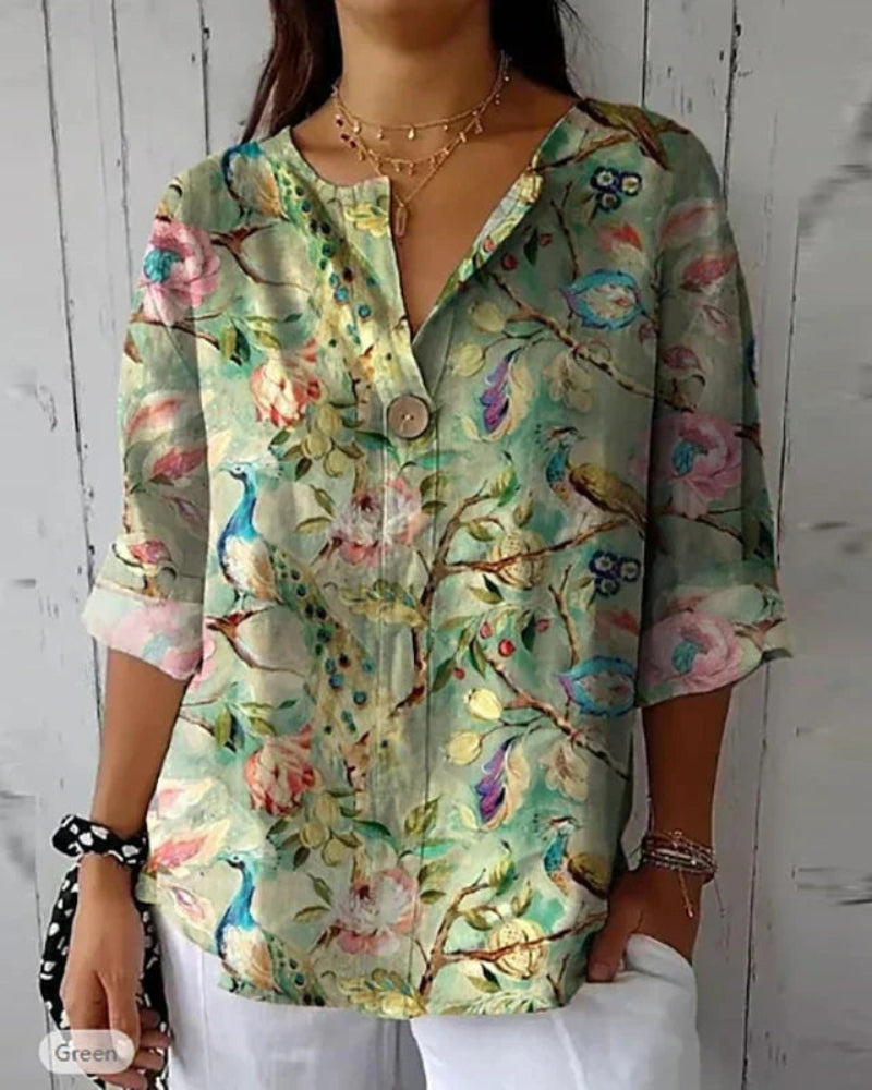 Blusa Vintage Floral para Mujer – Estilo Atemporal