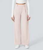 Pantalón Elegante Pierna Ancha De Tiro Alto Mujer