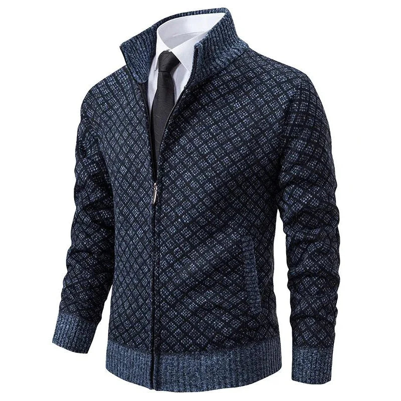 Cárdigan Casual con Cremallera de Punto Waffle