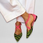 Bailarinas De Verano Con Tacón Bajo Y Estampado Cebra